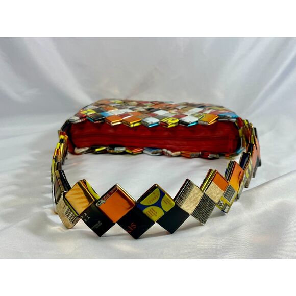 Vintage Candy Gum Wrapper Woven Handbag Recycled Material - Picture 4 of 9